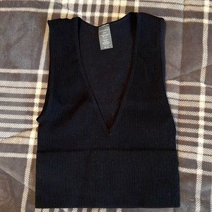 Black V-neck ribbed tank